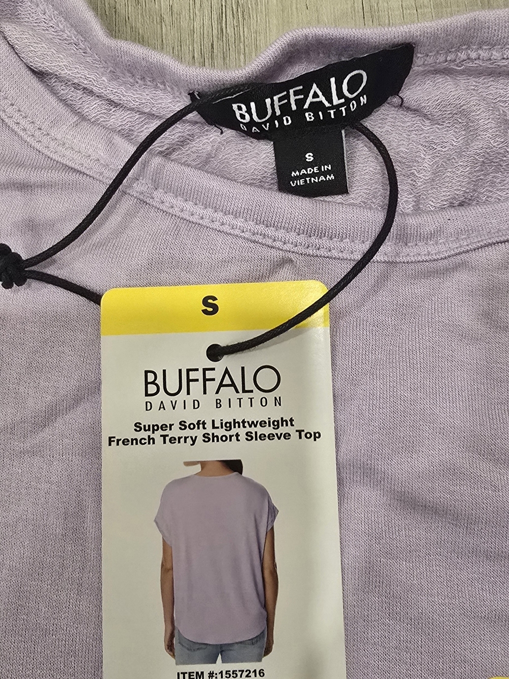 NWT Buffalo David Bitton Lavender Short Sleeve Crewneck Top Pastel Lilac Size S - Picture 7 of 7
